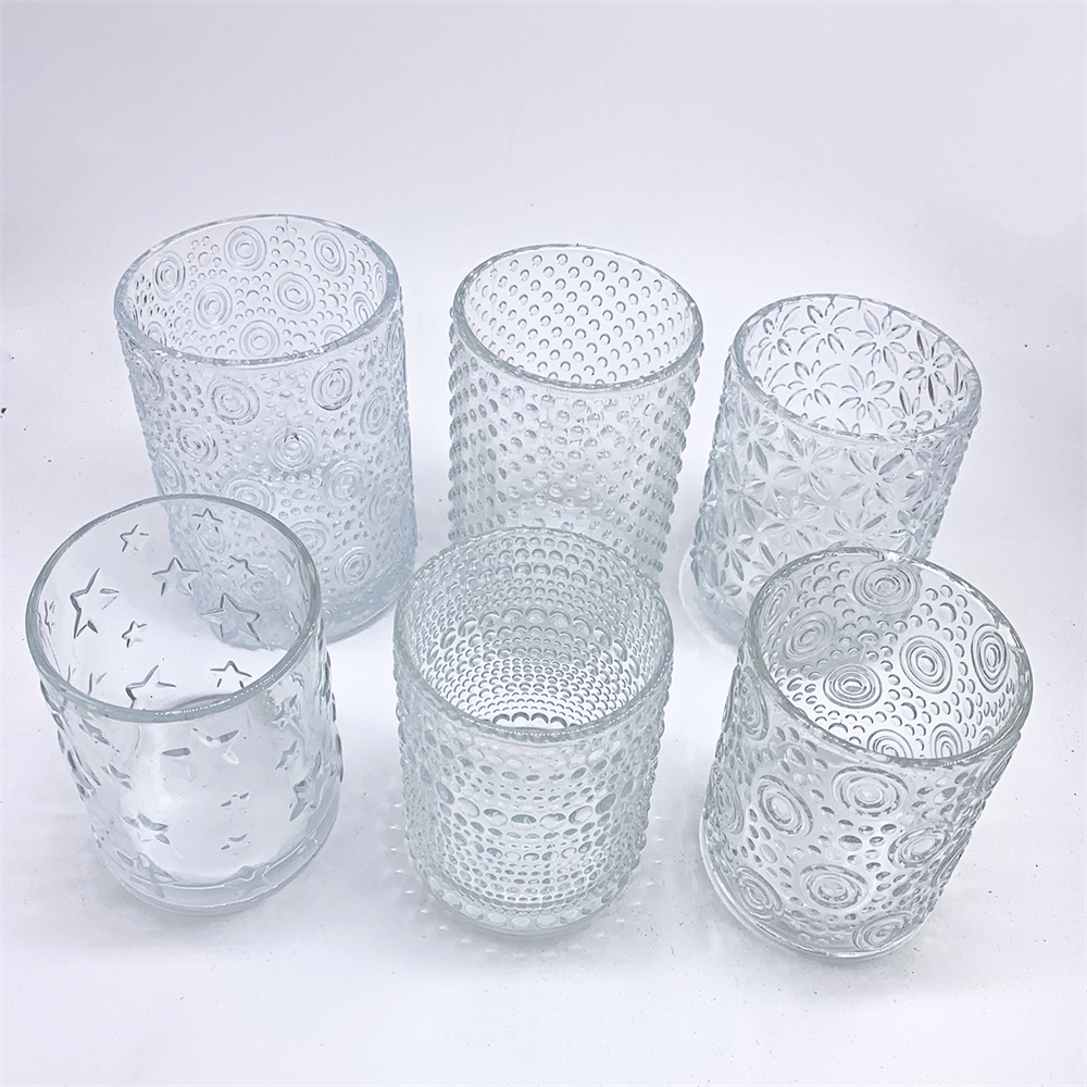 Embossed Glass Candle  Holder